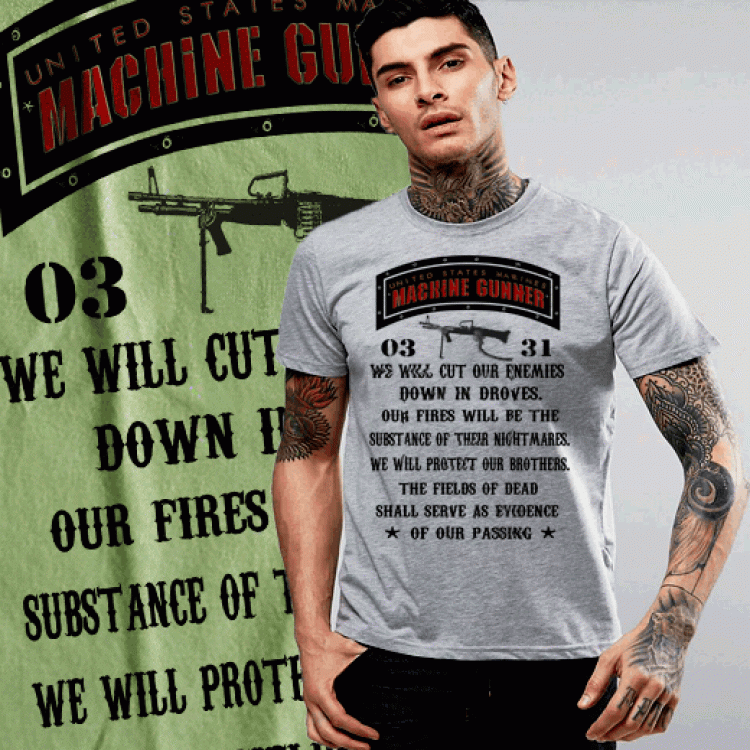 USMC 0331 Machine Gunner Creed Marine Infantryman Devil Dog TShirt